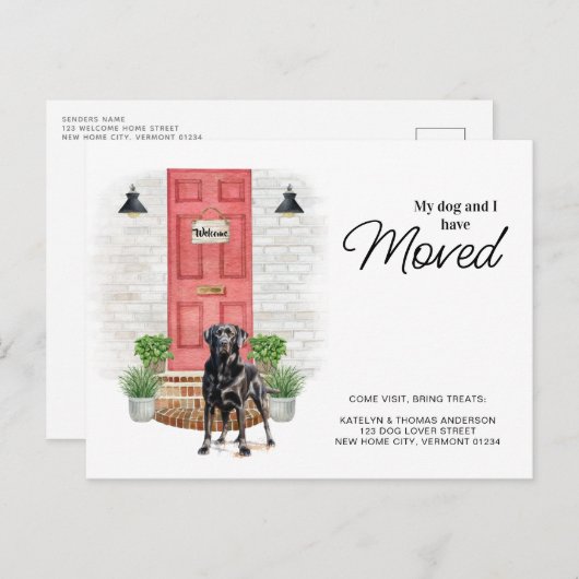 Mijn hond en ik hebben de zwarte labrador verplaat aankondigingskaart (Voorkant / Achterkant)