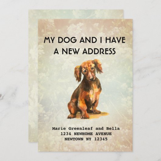 Mijn hond en ik hebben een mededeling verhuisd aankondiging (Voorkant / Achterkant)