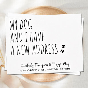Mijn hond en ik hebben een nieuwe adreshond. briefkaart