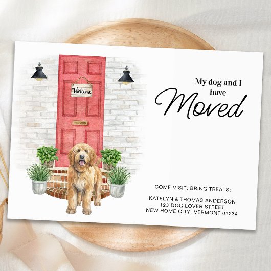 Mijn hond en ik hebben Golden Doodle verhuisd Aankondiging