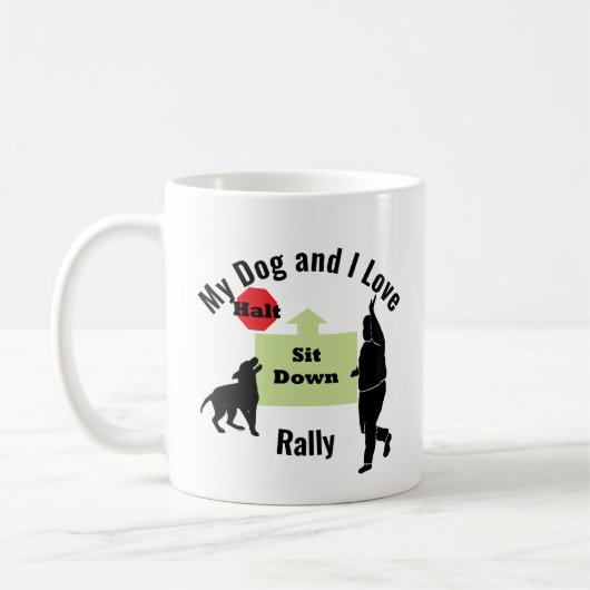 Mijn hond en ik hou van rally zitten koffiemok (Links)