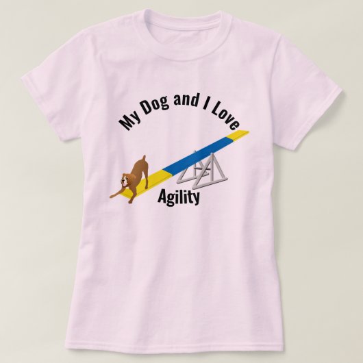 Mijn hond en ik houden van Agility Boxer T-shirt (Design voorkant)