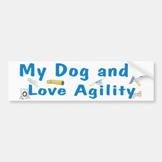 Mijn hond en ik houden van behendigheid bumpersticker (Voorkant)