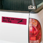 Mijn hond en ik houden van Disc Dog Red Bumpersticker (Op Truck)