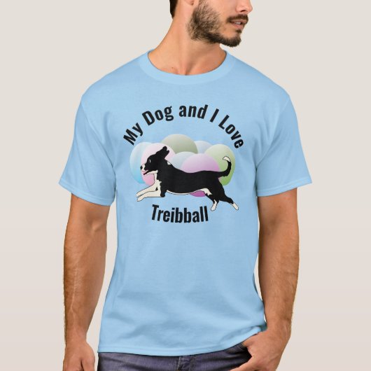Mijn hond en ik houden van Treibball Mutt T-shirt (Voorkant)