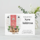 Mijn hond en ik spreken nieuwe Duitse herder aan Aankondiging (Staand voorkant)