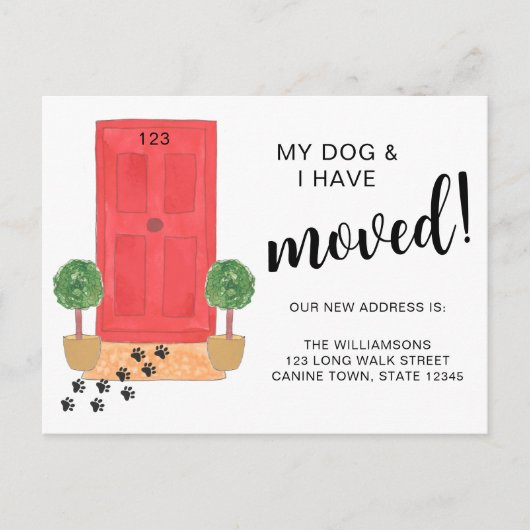 Mijn hond en ik zijn verhuisd aankondigingskaart (Voorkant)