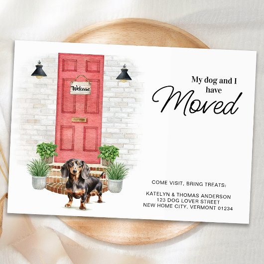 Mijn hond en ik zijn verhuisd teckel hond verhuize aankondiging