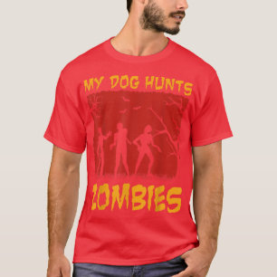 Mijn hond haunts zoombies Halloween dog en zombie  T-shirt