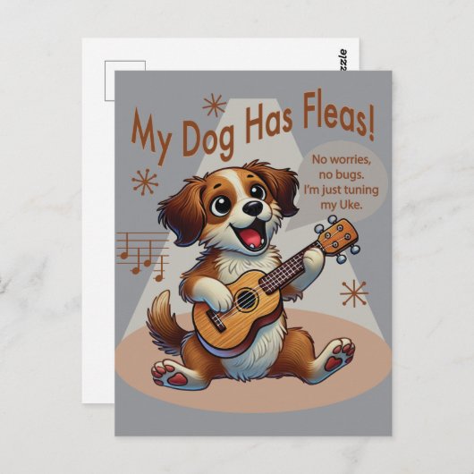 Mijn hond heeft vlooien ukelele tuning song briefkaart (Voorkant / Achterkant)