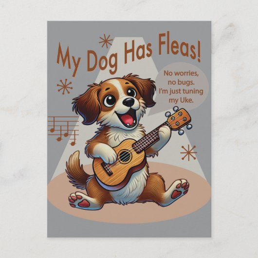 Mijn hond heeft vlooien ukelele tuning song briefkaart (Voorkant)