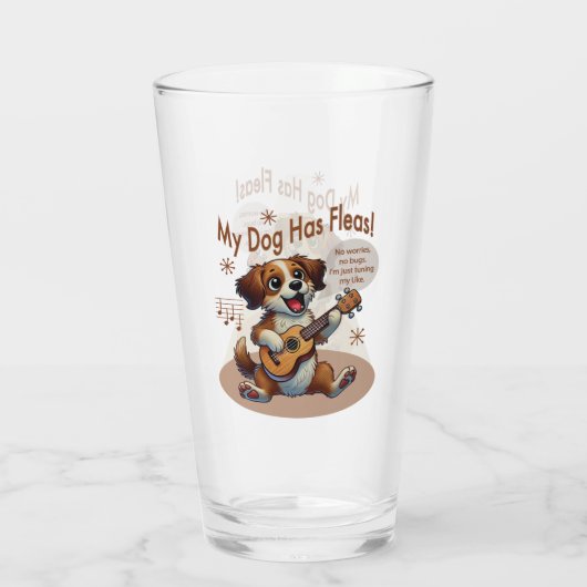 Mijn hond heeft vlooien ukelele tuning song glas (Achterkant)