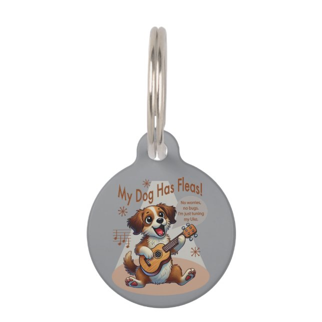 Mijn hond heeft vlooien ukelele tuning song huisdierpenning (Voorkant)