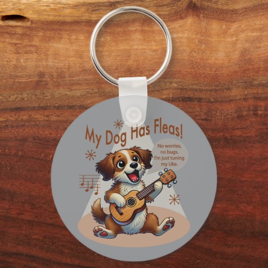 Mijn hond heeft vlooien ukelele tuning song sleutelhanger (Achterkant)