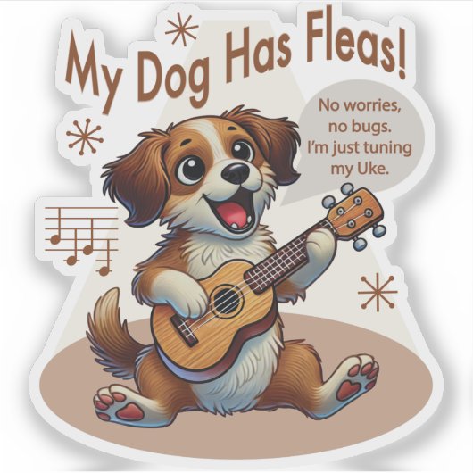 Mijn hond heeft vlooien ukelele tuning song sticker (Voorkant)