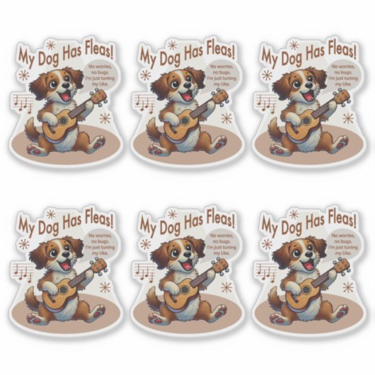 Mijn hond heeft vlooien ukelele tuning song sticker (Voorkant)
