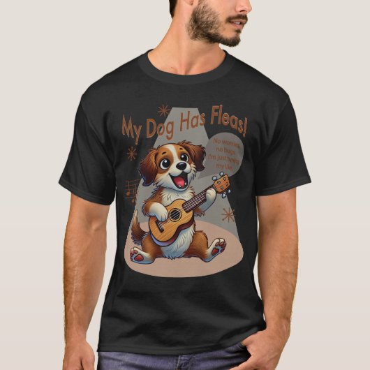 Mijn hond heeft vlooien ukelele tuning song t-shirt (Voorkant)