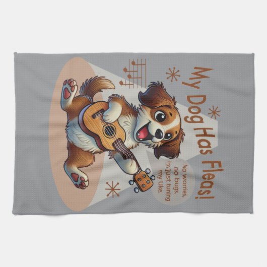 Mijn hond heeft vlooien ukelele tuning song theedoek (Horizontaal)