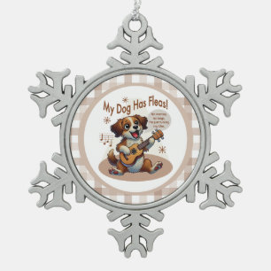 Mijn hond heeft vlooien ukelele tuning song tin sneeuwvlok ornament
