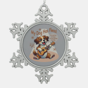 Mijn hond heeft vlooien ukelele tuning song tin sneeuwvlok ornament