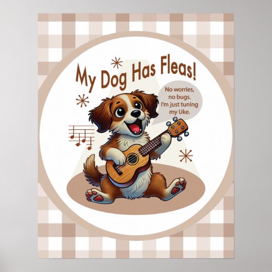 Mijn Hond Heeft Vlooien Ukulele Stem Lied Poster (Voorkant)