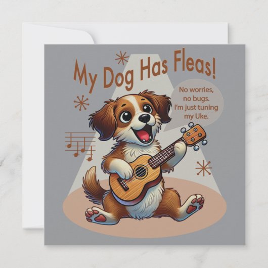 Mijn Hond Heeft Vlooien Ukulele Stem Song Kaart (Voorkant)