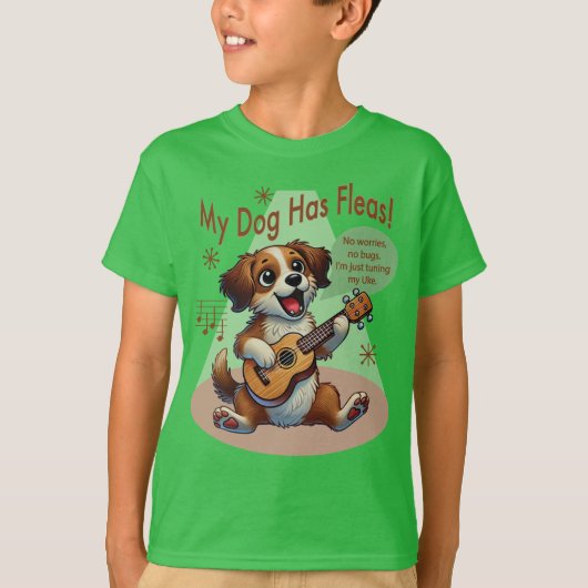 Mijn Hond Heeft Vlooien Ukulele Stem Song T-shirt (Voorkant)