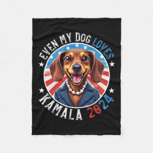 Mijn hond houdt van kamala 2024 teckel liefhebber fleece deken