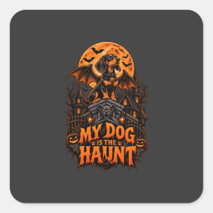Mijn hond is de schrik dachshond Halloween vleermu Vierkante Sticker