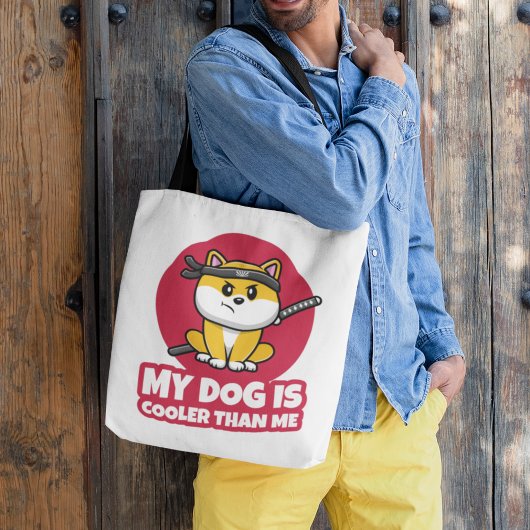 Mijn hond is koeler dan ik Funny Ninja Tote Bag