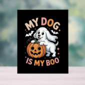 Mijn hond is mijn boek grappig Halloween Acryl Bord (Neutraal)