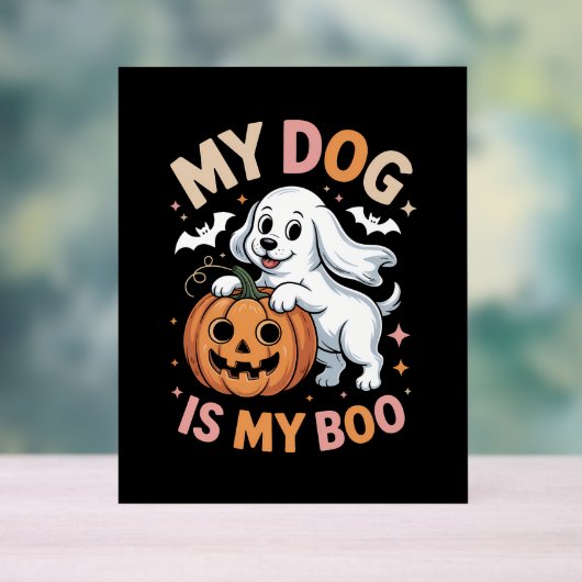 Mijn hond is mijn boek grappig Halloween Acryl Bord (Neutraal)