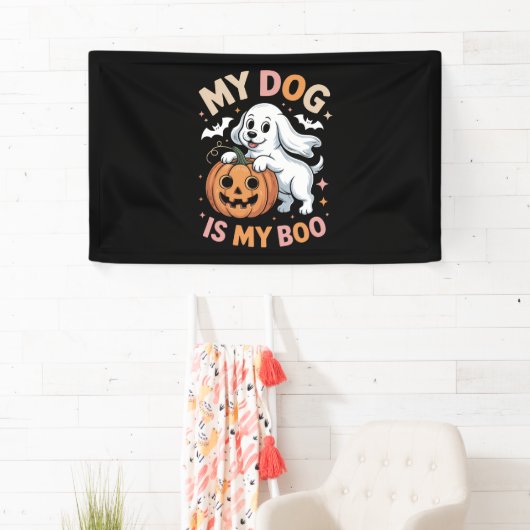 Mijn hond is mijn boek grappig Halloween Spandoek (Insitu)