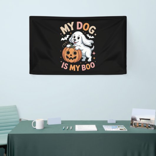 Mijn hond is mijn boek grappig Halloween Spandoek (Beurs)