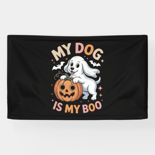 Mijn hond is mijn boek grappig Halloween Spandoek (Horizontaal)