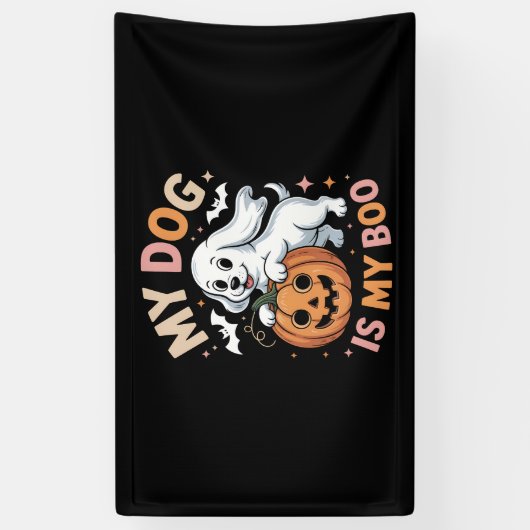 Mijn hond is mijn boek grappig Halloween Spandoek (Verticaal)