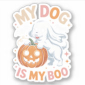 Mijn hond is mijn boek grappig Halloween Sticker (Voorkant)