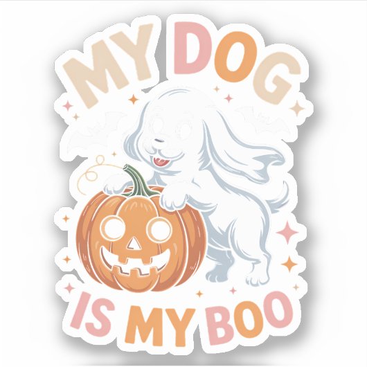 Mijn hond is mijn boek grappig Halloween Sticker (Voorkant)