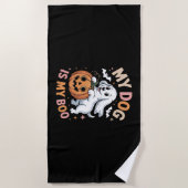 Mijn hond is mijn boek grappig Halloween Strandlaken (Voorkant)