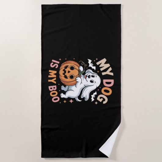 Mijn hond is mijn boek grappig Halloween Strandlaken (Voorkant)