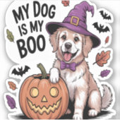 Mijn hond is mijn boek Halloween Sticker (Voorkant)