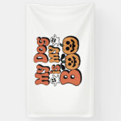 Mijn hond is mijn boek, leraar, grappige hondenlie spandoek (Verticaal)