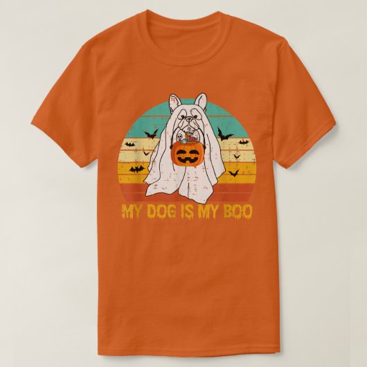 Mijn hond is mijn Boo Ghost Halloween Franse bulld T-shirt (Design voorkant)