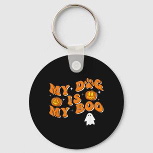 Mijn hond is mijn Boo Groovy spookhond Halloween g Sleutelhanger