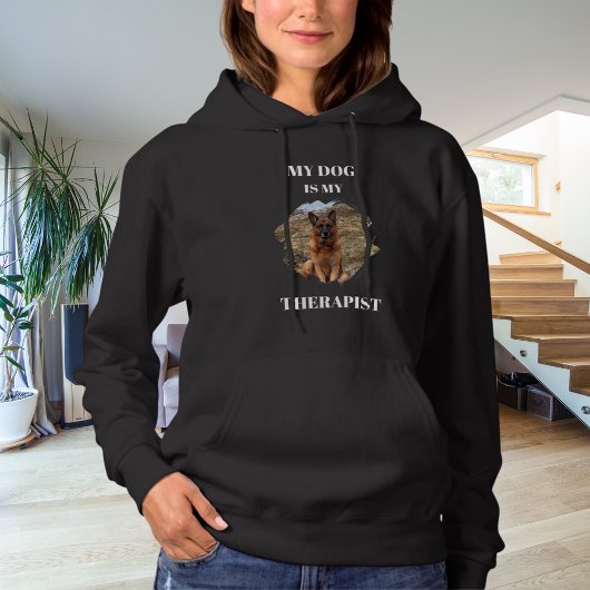 Mijn hond is mijn therapeut foto zwart hoodie