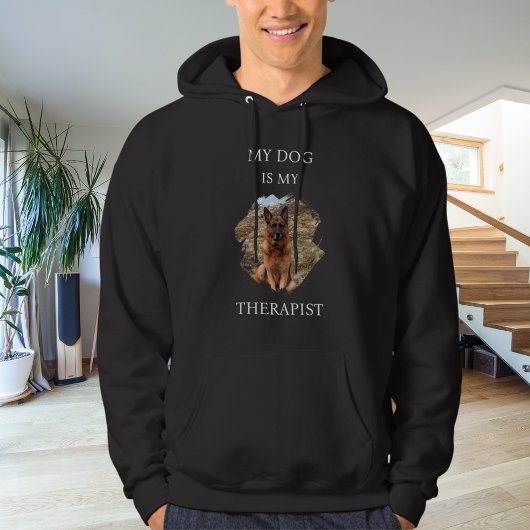 Mijn hond is mijn therapeut foto zwart hoodie
