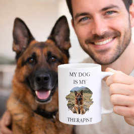 Mijn hond is mijn therapeut foto zwart koffiemok