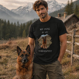 Mijn hond is mijn therapeut foto zwart t-shirt