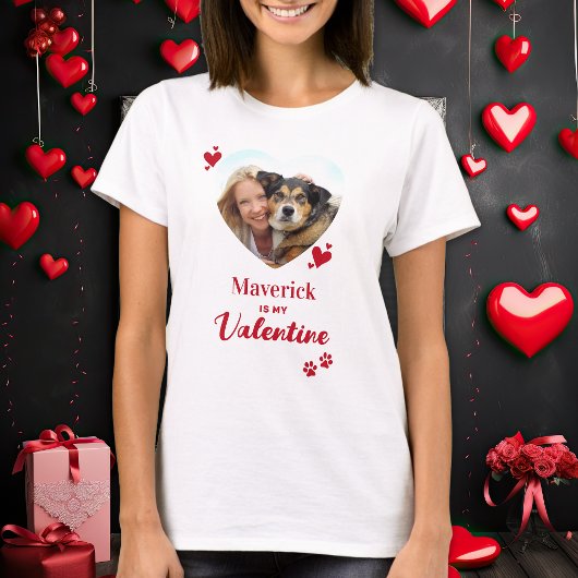 Mijn hond is mijn Valentijn aangepaste hart huisdi T-shirt