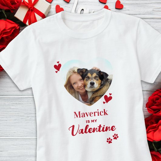 Mijn hond is mijn Valentijn aangepaste hart huisdi T-shirt